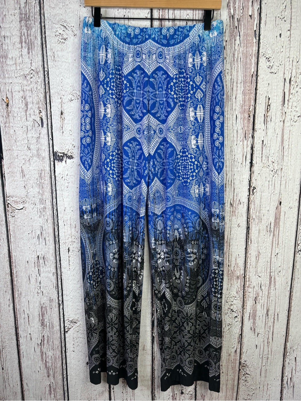 Rafaella Comfort Wide Leg Pull On Pants Flowy‎ Size Medium Artisan Paisley Blue